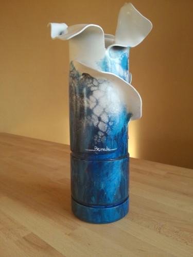 Sculpture titled "Vase bleu" by Christian Bessede, Original Artwork