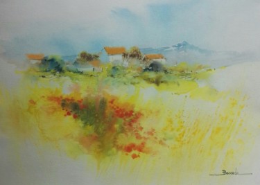 Painting titled "Chaleur" by Christian Bessede, Original Artwork, Watercolor