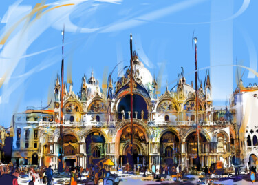 Arts numériques intitulée "San Marco Venise" par Christian Bessede, Œuvre d'art originale, Peinture numérique