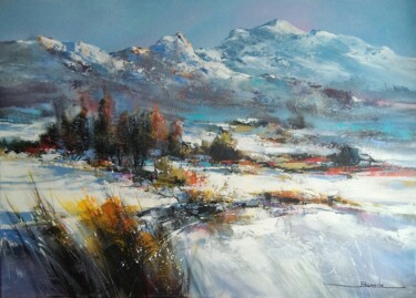 Painting titled "Paysage montagne 9" by Christian Bessede, Original Artwork, Acrylic