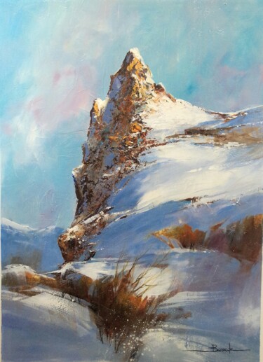 Painting titled "Paysage montagne 25" by Christian Bessede, Original Artwork, Acrylic