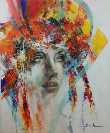 Malerei mit dem Titel "Cheyenne" von Christian Bessede, Original-Kunstwerk, Acryl