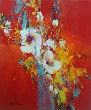 Peinture intitulée "Composition florale" par Christian Bessede, Œuvre d'art originale, Acrylique