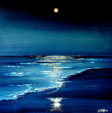 Painting titled "nocturne XII" by Christian Biard, Original Artwork, Oil