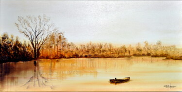 Картина под названием "la barque coulée" - Christian Biard, Подлинное произведение искусства, Масло Установлен на Деревянная…