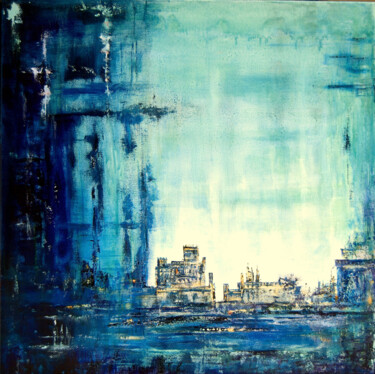 Pintura titulada "La Ville d'Ys englo…" por Christian Biard, Obra de arte original, Oleo Montado en Bastidor de camilla de m…