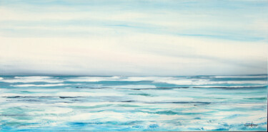 Painting titled "Horizon XVIII" by Christian Biard, Original Artwork, Oil Mounted on Wood Stretcher frame