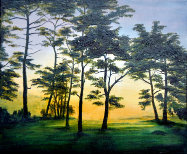 Pintura intitulada "Lumières en sous-bo…" por Christian Biard, Obras de arte originais, Óleo