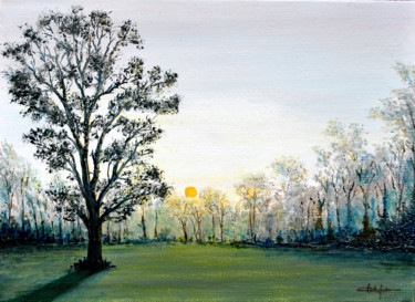 Peinture intitulée "L'aube" par Christian Biard, Œuvre d'art originale, Huile
