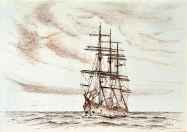 Painting titled "Retour à bon port." by Christian Biard, Original Artwork