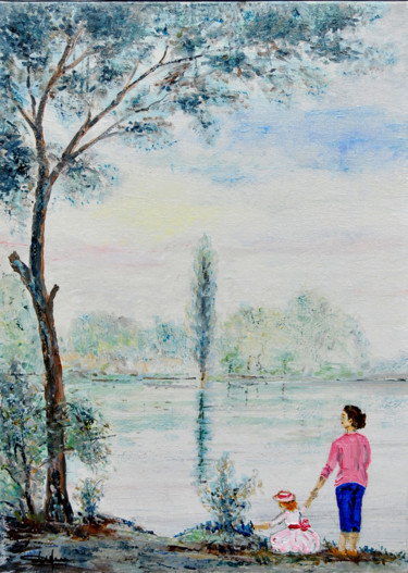 Pittura intitolato "L' arbre au plan d'…" da Christian Biard, Opera d'arte originale, Olio