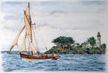 Peinture intitulée "Devant Port- Navalo…" par Christian Biard, Œuvre d'art originale, Gouache
