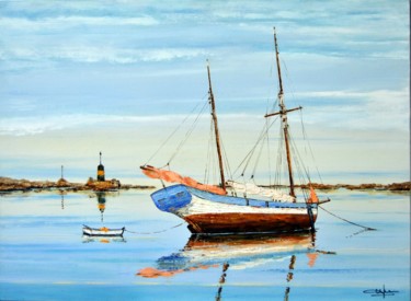 Pintura intitulada "Brixham trawler dev…" por Christian Biard, Obras de arte originais, Óleo