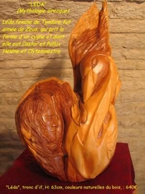 Skulptur mit dem Titel "Leda" von Christian Boivin, Original-Kunstwerk, Holz