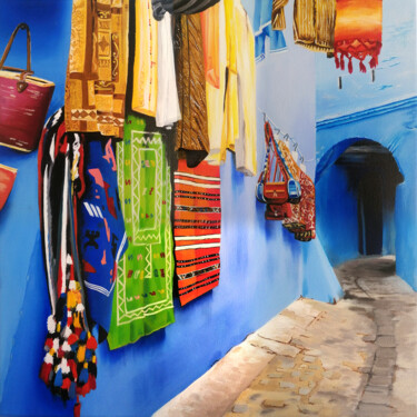 Ζωγραφική με τίτλο "Médina d'Essaouira" από Christian Bouard, Αυθεντικά έργα τέχνης, Λάδι Τοποθετήθηκε στο Ξύλινο φορείο σκε…