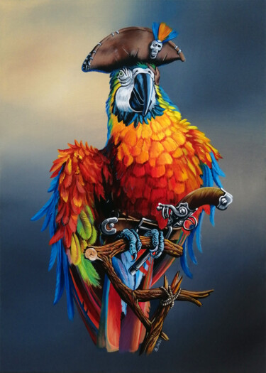 Pintura titulada "Perroquet" por Christian Bouard, Obra de arte original, Acrílico Montado en Bastidor de camilla de madera