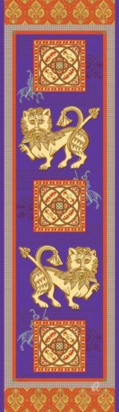 Art textile intitulée "Lions (Style médiév…" par Christian Boulad (Xian), Œuvre d'art originale