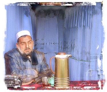 Peinture intitulée "Le vendeur de Burkha" par Christian Boulad (Xian), Œuvre d'art originale, Huile