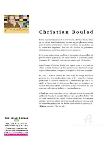 Artisanat intitulée "CV CHRISTIAN BOULAD…" par Christian Boulad (Xian), Œuvre d'art originale