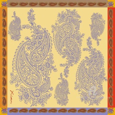Art textile intitulée "Paisley (Style hind…" par Christian Boulad (Xian), Œuvre d'art originale