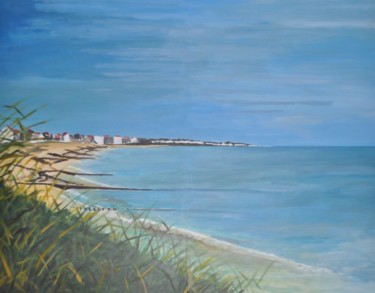 Painting titled "baie de ouistreham" by Christian Bourdin, Original Artwork, Acrylic Mounted on Wood Stretcher frame