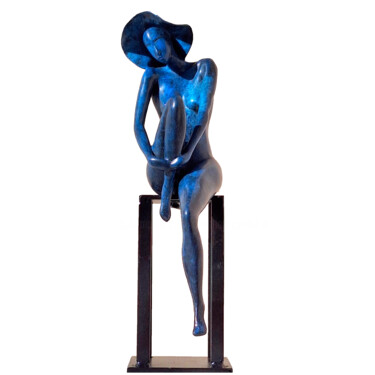 Escultura titulada "Petite Songeuse ble…" por Christian Candelier, Obra de arte original, Bronce
