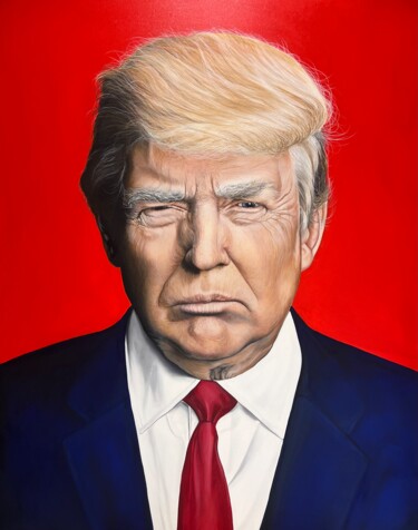 Painting titled "Trump" by Christian Charrière, Original Artwork, Oil