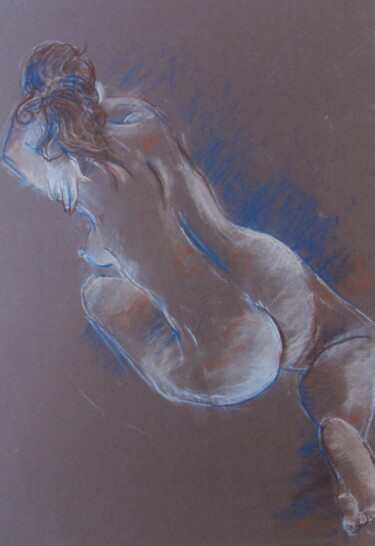 Drawing titled "Nu Féminin" by Christian Choquet, Original Artwork, Pastel