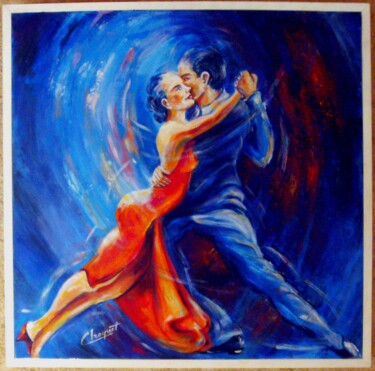 Картина под названием "tableau "couple dan…" - Christian Choquet, Подлинное произведение искусства, Акрил Установлен на Дере…