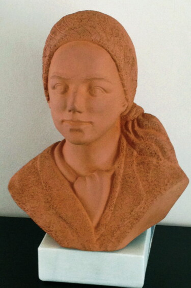 Skulptur mit dem Titel "BUSTE DE BERNADETTE…" von Christian Choquet, Original-Kunstwerk, Keramik