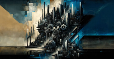 Arte digital titulada "Azure Mechanopolis" por Christian Debien, Obra de arte original, Oleo
