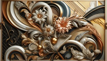 Arte digital titulada "Floral Metallurgy" por Christian Debien, Obra de arte original, Collages digitales