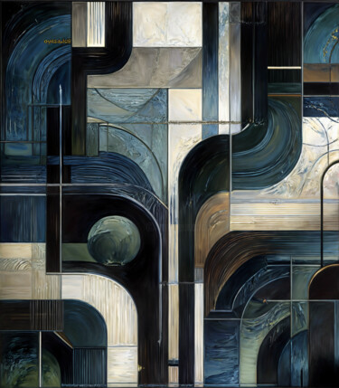 Arts numériques intitulée "abstral geometric" par Christian Debien, Œuvre d'art originale, Huile
