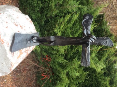 Sculpture intitulée "Le christ sur ca cr…" par Christian, Œuvre d'art originale, Métaux