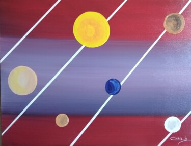 Painting titled "Planetes" by Christian Delbrouck, Original Artwork, Acrylic