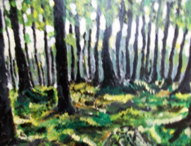 Painting titled "sous bois" by Christian Deligny, Original Artwork, Acrylic