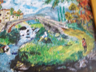 Peinture intitulée "pont de" provence" par Christian Deligny, Œuvre d'art originale, Huile