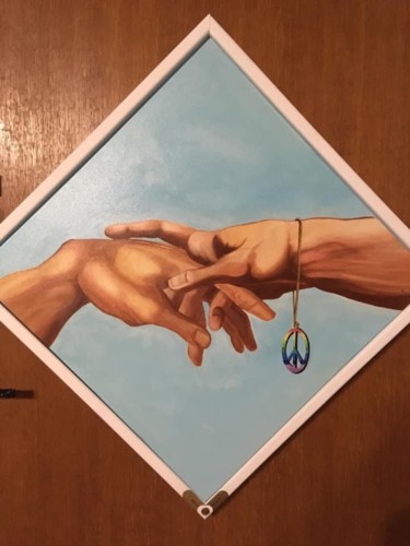 Painting titled "Help for peace" by Christian Dujardin, Original Artwork, Oil