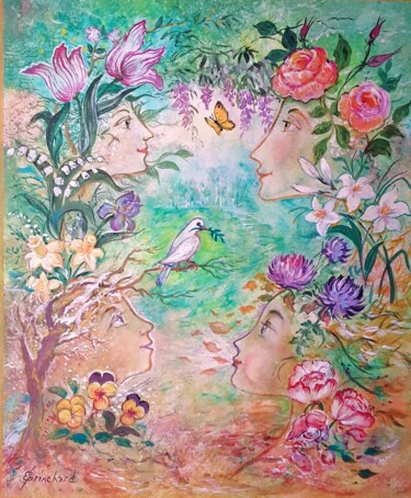 Painting titled "Mélodie des Saisons" by Christian Eprinchard, Original Artwork, Oil