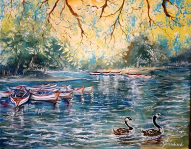Schilderij getiteld "Lac Daumesnil  Pari…" door Christian Eprinchard, Origineel Kunstwerk, Acryl
