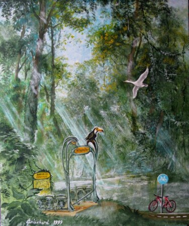 Painting titled "nouvelle jungle à l…" by Christian Eprinchard, Original Artwork, Oil