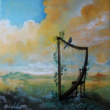 Painting titled "la harpe oubliée" by Christian Eprinchard, Original Artwork, Oil