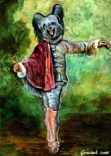 Painting titled "Watteau,l'indiffére…" by Christian Eprinchard, Original Artwork, Oil