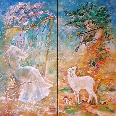 Peinture intitulée "Les 4 Saisons" par Christian Eprinchard, Œuvre d'art originale, Acrylique
