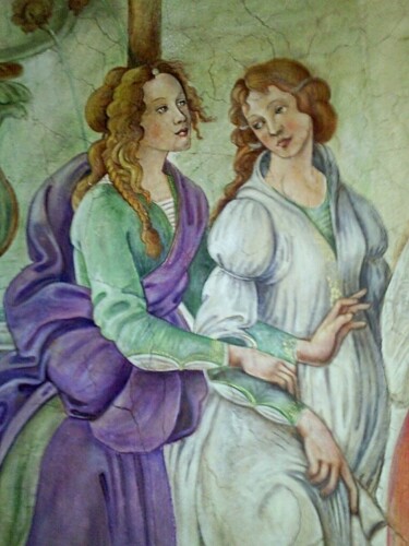 Painting titled "Fresque de Botticel…" by Christian Eprinchard, Original Artwork, Oil