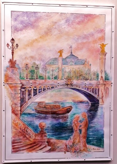 Картина под названием "Paris 1 jour, Paris…" - Christian Eprinchard, Подлинное произведение искусства, Темпера
