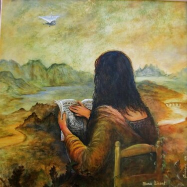 Painting titled "Mona Lisant  ou Joc…" by Christian Eprinchard, Original Artwork, Oil