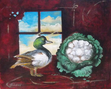Peinture intitulée "Canard" par Christian Eprinchard, Œuvre d'art originale, Aquarelle
