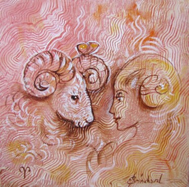 Peinture intitulée "Zodiaque  Bélier" par Christian Eprinchard, Œuvre d'art originale, Acrylique