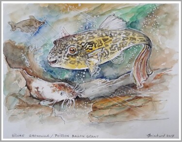 Картина под названием "Aquarium Palais Por…" - Christian Eprinchard, Подлинное произведение искусства, Темпера